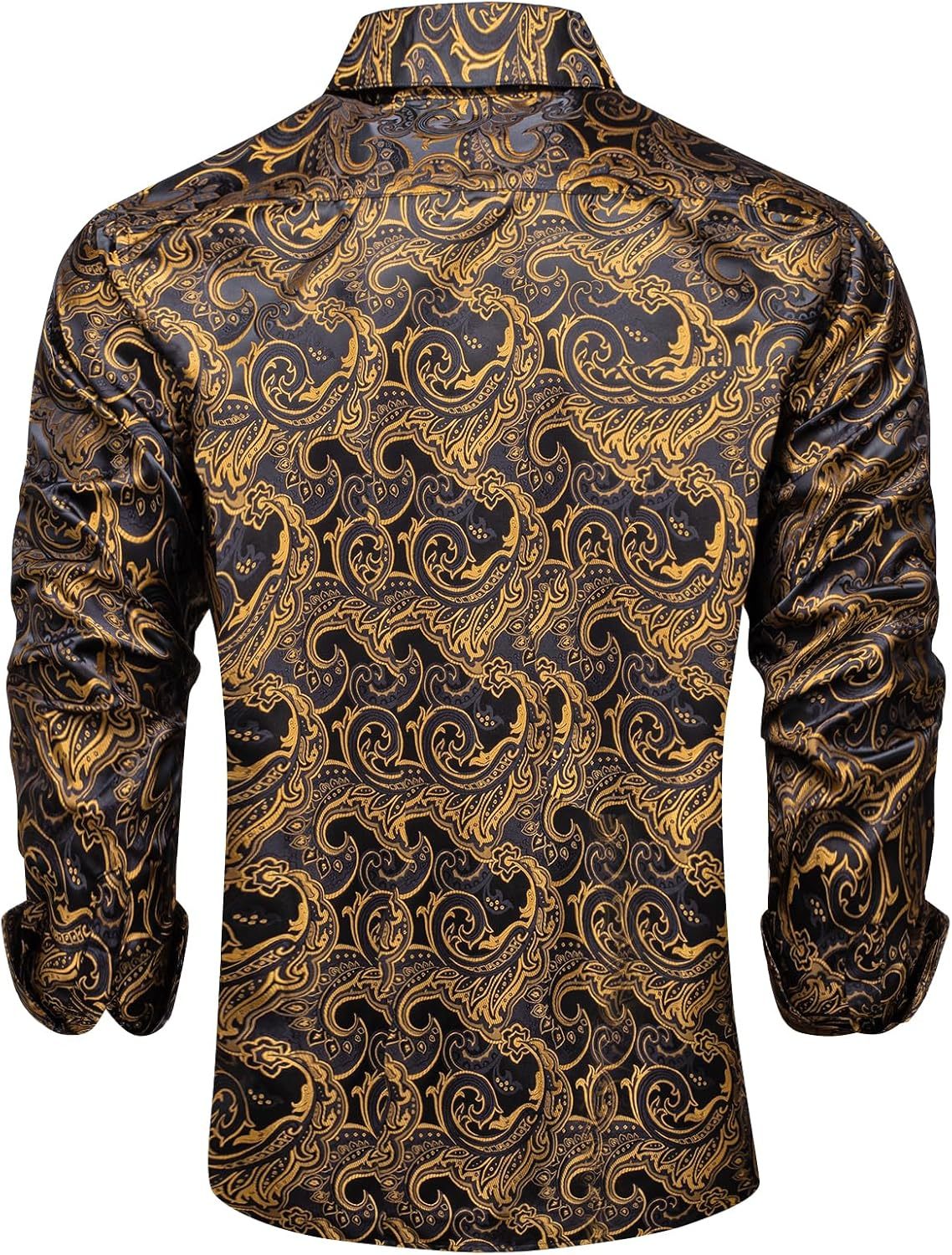 Mens Silk Paisley Dress Shirts,Long Sleeve Button Down Shirt Casual Regular Fit Shirt for Men Wedding Party,Dacheng Garments,Mens Silk Paisley Dress Shirts,Long Sleeve Button Down Shirt Casual Regular Fit Shirt for Men Wedding Party