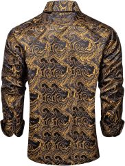 Mens Silk Paisley Dress Shirts,Long Sleeve Button Down Shirt Casual Regular Fit Shirt for Men Wedding Party,Dacheng Garments,Mens Silk Paisley Dress Shirts,Long Sleeve Button Down Shirt Casual Regular Fit Shirt for Men Wedding Party