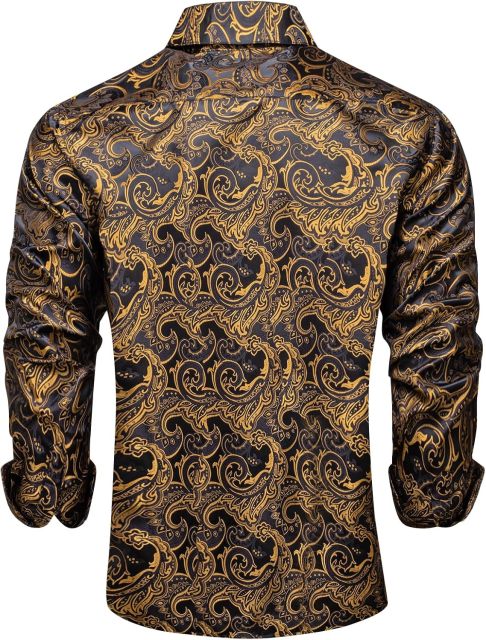 Mens Silk Paisley Dress Shirts,Long Sleeve Button Down Shirt Casual Regular Fit Shirt for Men Wedding Party,Dacheng Garments,Mens Silk Paisley Dress Shirts,Long Sleeve Button Down Shirt Casual Regular Fit Shirt for Men Wedding Party