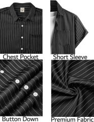 Men's Casual Striped Shirts Button Down Short Sleeve Blouse Summer,Dacheng Garments,Men’s Casual Striped Shirts – wholesale clothing manufacturer