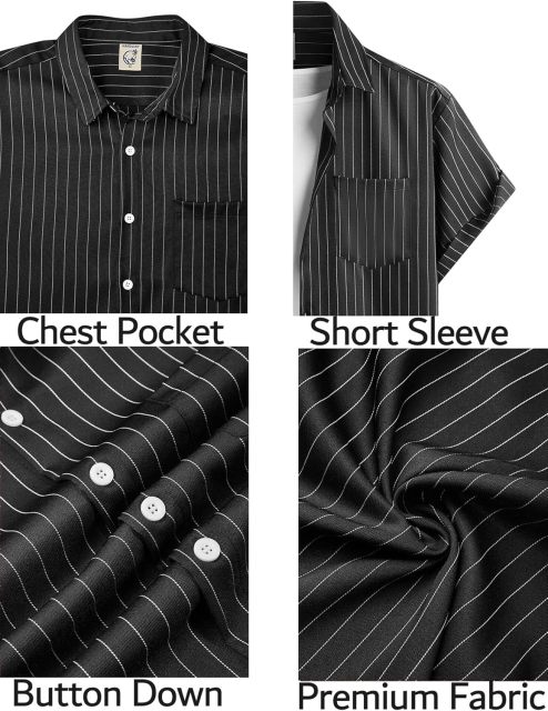 Men's Casual Striped Shirts Button Down Short Sleeve Blouse Summer,Dacheng Garments,Men’s Casual Striped Shirts – wholesale clothing manufacturer
