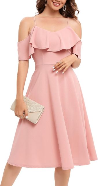 Womens Off Shoulder Summer Wedding Guest Dress Formal Cocktail Prom Graduation Homecoming A-line Midi Dress,Dacheng Garments,Women's Dress – wholesale clothing supplier