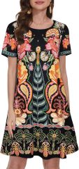 Summer Dresses for Women Casual Tshirt Short Sleeve Floral Sundress Beach Cover Ups with Pockets,Dacheng Garments,Summer Dresses for Women Casual Tshirt Short Sleeve Floral Sundress Beach Cover Ups with Pockets