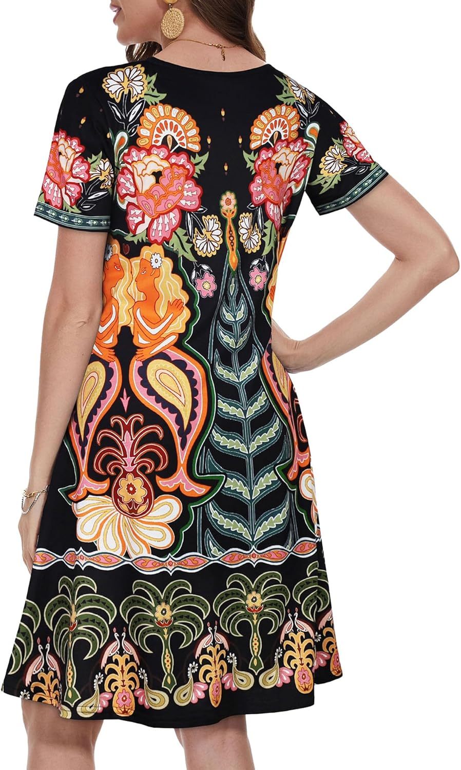 Summer Dresses for Women Casual Tshirt Short Sleeve Floral Sundress Beach Cover Ups with Pockets,Dacheng Garments,Summer Dresses for Women Casual Tshirt Short Sleeve Floral Sundress Beach Cover Ups with Pockets