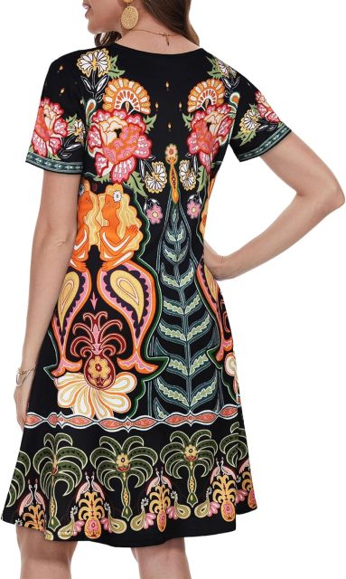 Summer Dresses for Women Casual Tshirt Short Sleeve Floral Sundress Beach Cover Ups with Pockets,Dacheng Garments,Summer Dresses for Women Casual Tshirt Short Sleeve Floral Sundress Beach Cover Ups with Pockets