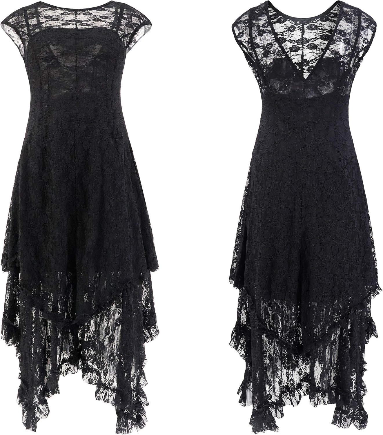 Womens Sleeveless Backless Asymmetrical Layered Lace Long Dress with Slip Two Pieces,Dacheng Garments,Womens Sleeveless Backless Asymmetrical Layered Lace Long Dress with Slip Two Pieces