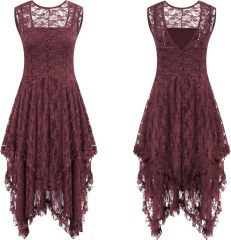 Womens Sleeveless Backless Asymmetrical Layered Lace Long Dress with Slip Two Pieces,Dacheng Garments,Womens Sleeveless Backless Asymmetrical Layered Lace Long Dress with Slip Two Pieces