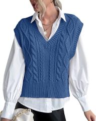 Sweater Vest for Women V Neck Sleeveless Knit Solid Casual Ribbed Preppy Pullover Tops,Dacheng Garments,Sweater Vest – wholesale clothing manufacturer & custom clothing