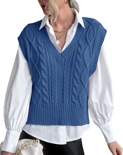 Sweater Vest for Women V Neck Sleeveless Knit Solid Casual Ribbed Preppy Pullover Tops,Dacheng Garments,Sweater Vest – wholesale clothing manufacturer & custom clothing