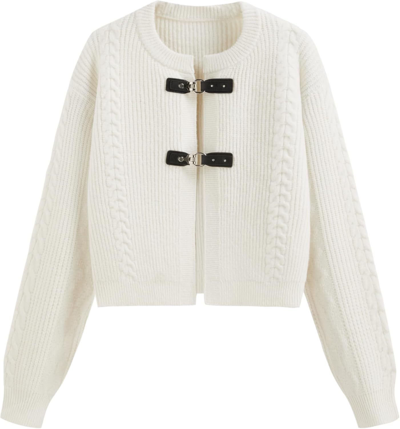 Women's Round Neck Buckle Knitted Cropped Open Front Long Sleeve Sweater Outerwear | Dacheng Clothing B2B Wholesale,Dacheng Garments,Women's Round Neck Buckle Knitted Cropped Open Front Long Sleeve Sweater Outerwear | Dacheng Clothing B2B Wholesale