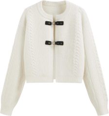 Women's Round Neck Buckle Knitted Cropped Open Front Long Sleeve Sweater Outerwear | Dacheng Clothing B2B Wholesale,Dacheng Garments,Women's Round Neck Buckle Knitted Cropped Open Front Long Sleeve Sweater Outerwear | Dacheng Clothing B2B Wholesale