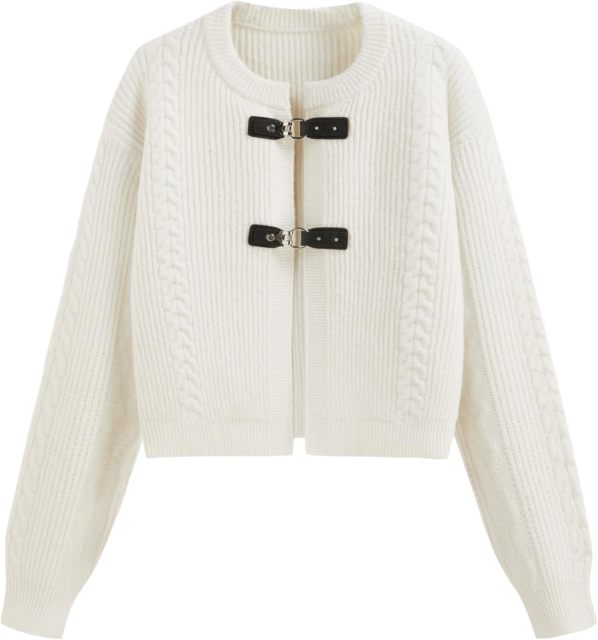 Women's Round Neck Buckle Knitted Cropped Open Front Long Sleeve Sweater Outerwear | Dacheng Clothing B2B Wholesale,Dacheng Garments,Women's Round Neck Buckle Knitted Cropped Open Front Long Sleeve Sweater Outerwear | Dacheng Clothing B2B Wholesale