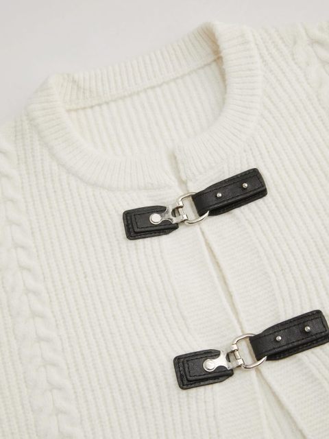 Women's Round Neck Buckle Knitted Cropped Open Front Long Sleeve Sweater Outerwear | Dacheng Clothing B2B Wholesale,Dacheng Garments,Women's Round Neck Buckle Knitted Cropped Open Front Long Sleeve Sweater Outerwear | Dacheng Clothing B2B Wholesale