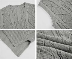 Sweater Vest for Women V Neck Sleeveless Knit Solid Casual Ribbed Preppy Pullover Tops,Dacheng Garments,Sweater Vest – wholesale clothing manufacturer & custom clothing
