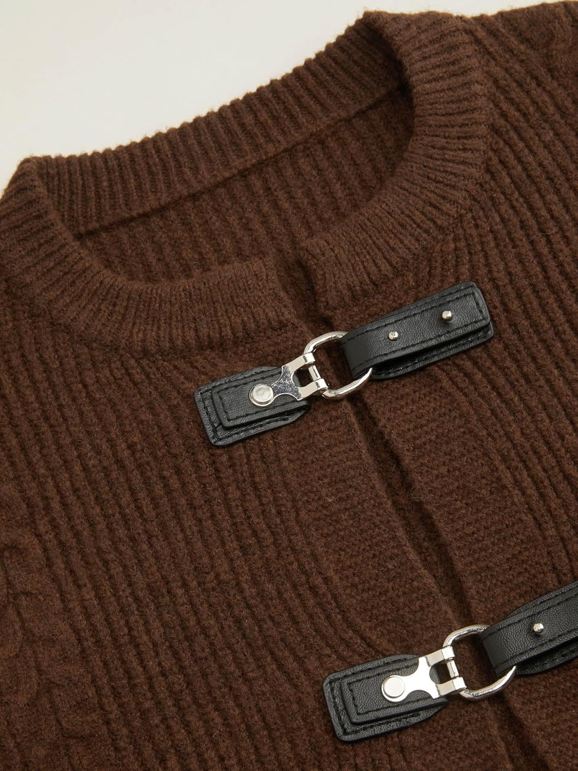 Women's Round Neck Buckle Knitted Cropped Open Front Long Sleeve Sweater Outerwear | Dacheng Clothing B2B Wholesale,Dacheng Garments,Women's Round Neck Buckle Knitted Cropped Open Front Long Sleeve Sweater Outerwear | Dacheng Clothing B2B Wholesale