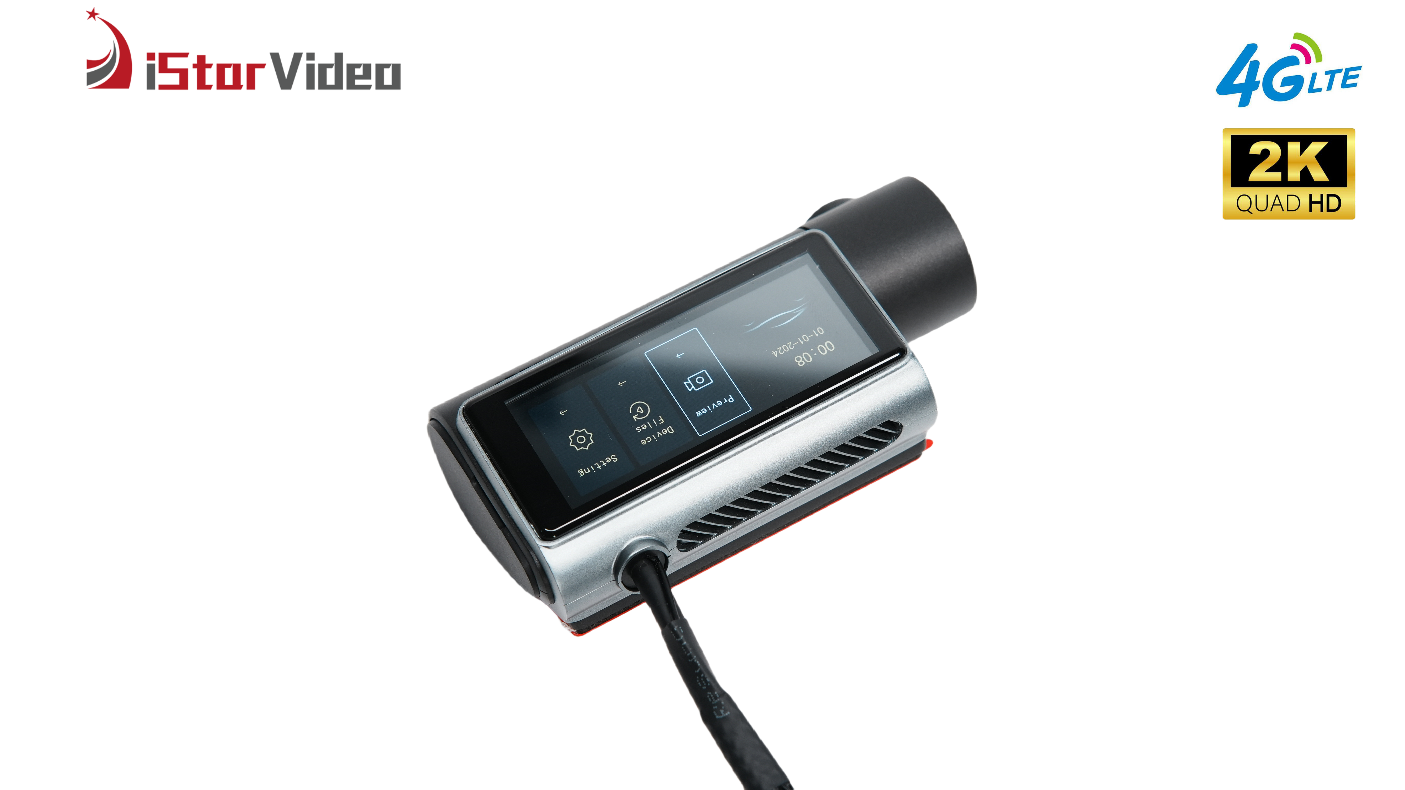 iSV-D10Plus 4G Dash Cam, True 2K+Full HD Car DVR, 3” IPS Touch Screen,Max 512GB Card, Built-in Wi-Fi, 24H Parking Mode