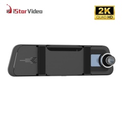 iSV-MS100 10''Inh Mirror Dash Cam, Front 2K+Rear 1080P Dual Channel, Touchable Screen, Loop Recording,Night Vision