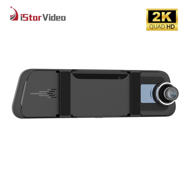 iSV-MS100 10''Inh Mirror Dash Cam, Front 2K+Rear 1080P Dual Channel, Touchable Screen, Loop Recording,Night Vision