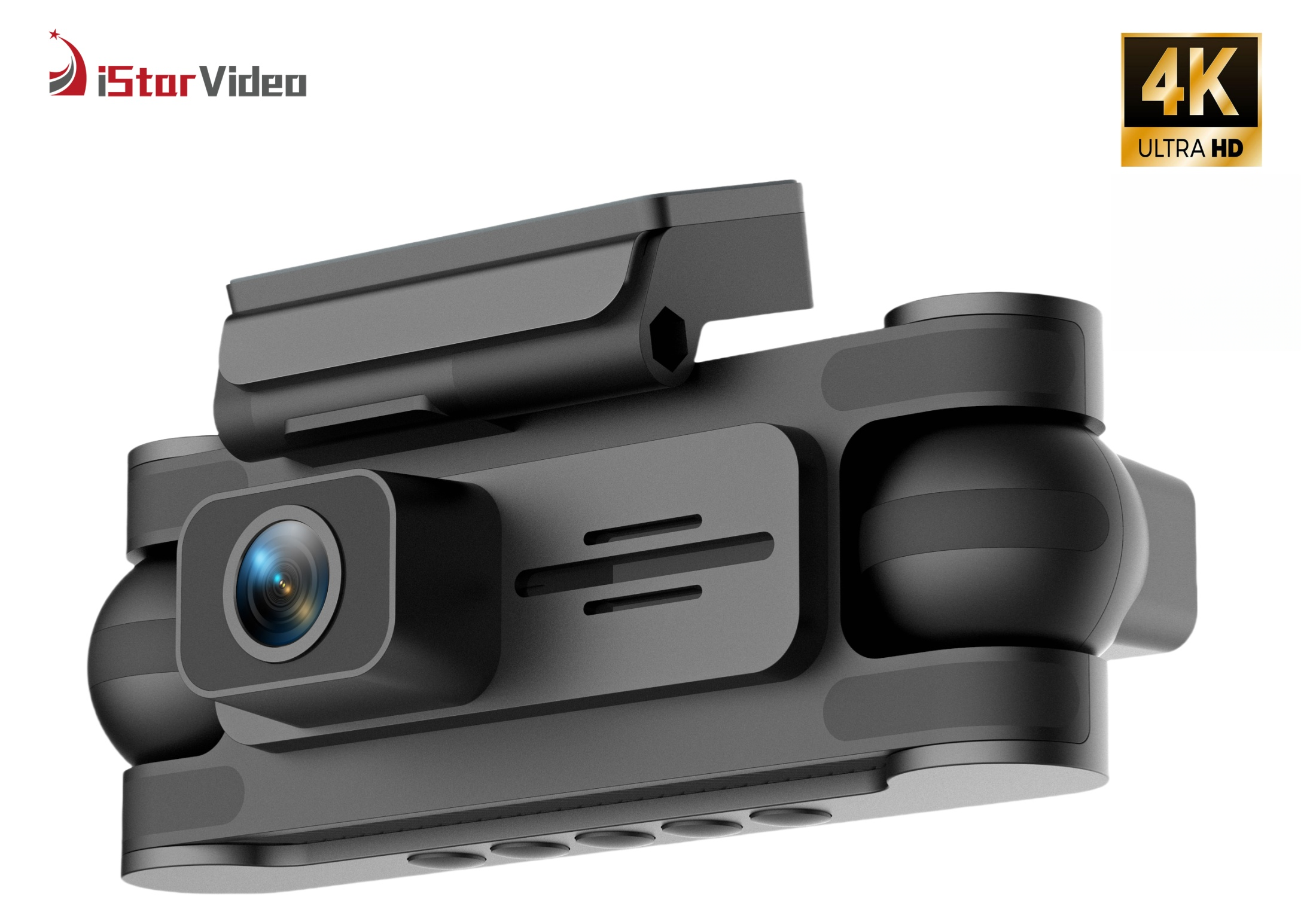 iSV-K4Pro 360° View WiFi 4 Channel Dash Cam, Front 4K+1080P 3 Channels, 3.16” IPS Display Screen, 24 Hours Parking Monitor