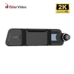 iSV-MS100 10''Inh Mirror Dash Cam, Front 2K+Rear 1080P Dual Channel, Touchable Screen, Loop Recording,Night Vision