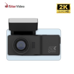 iSV-K2 WiFi 2K+Full HD Dual Channel Mini Dash Cam, 3” IPS Touch Screen, WDR Night Vision, 24 Hours Parking Monitor, G-Sensor