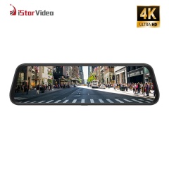 iSV-MS300 10''Inh Mirror Dash Cam, Front 4K+Rear 1080P Dual Channel, Touchable Screen, Loop Recording,Night Vision