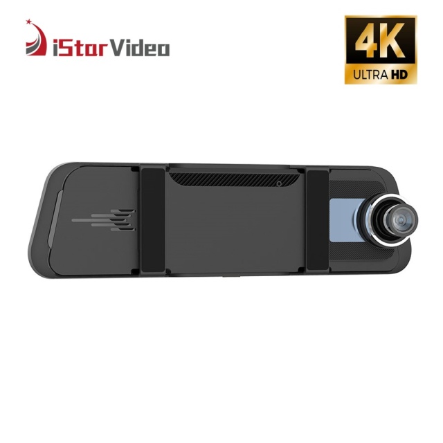 iSV-MS300 10''Inh Mirror Dash Cam, Front 4K+Rear 1080P Dual Channel, Touchable Screen, Loop Recording,Night Vision