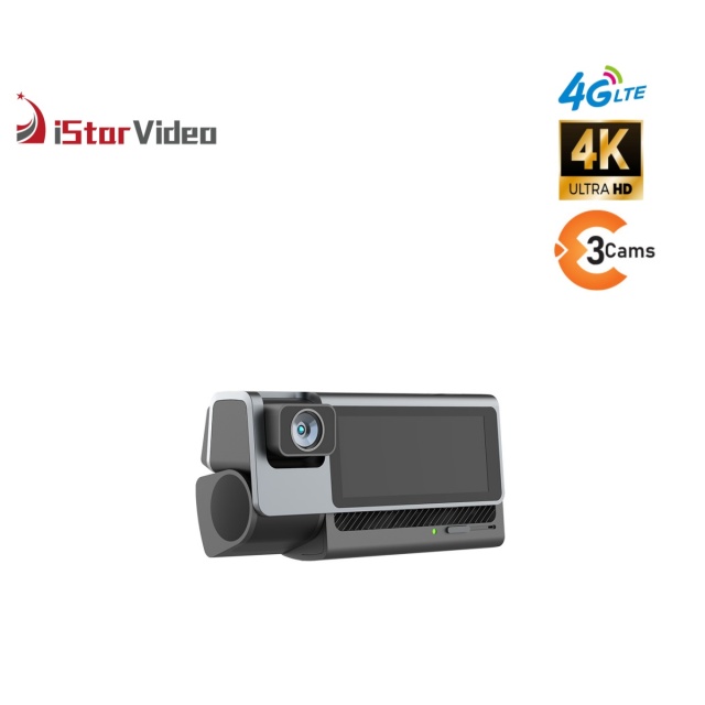 iSV-T3  Three Channel Dashcam, 4G LTE+True 4K SONY IMX415 Sensor, Remote Live-View, IR Night Vision, 24/7 Parking Mode