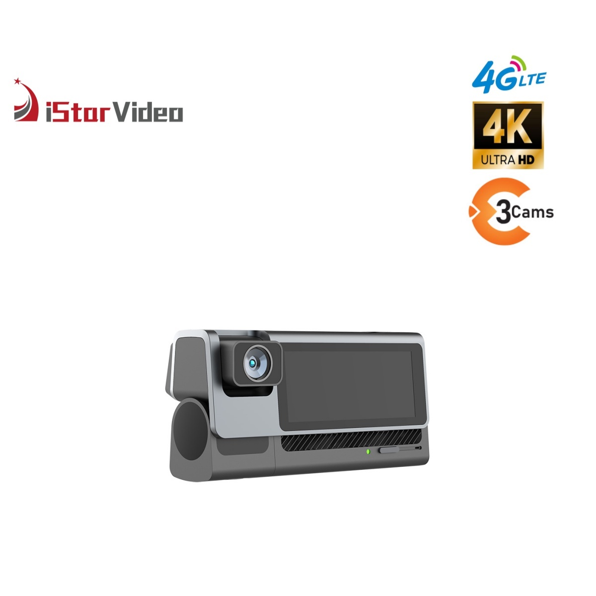 iSV-T3  Three Channel Dashcam, 4G LTE+True 4K SONY IMX415 Sensor, Remote Live-View, IR Night Vision, 24/7 Parking Mode