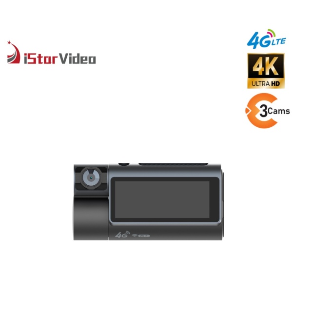 iSV-D12Plus  3''IPS Touch Screen,3 Channel Dashcam, 4G LTE+True 4K SONY IMX415 Sensor, Remote Live-View, 24/7 Parking Mode