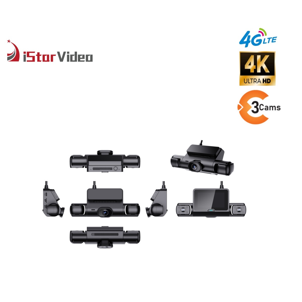 StarVideo iSV-T5Pro 4G Dash Cam - 3-Channel 4K Sony Sensor Remote Monitoring
