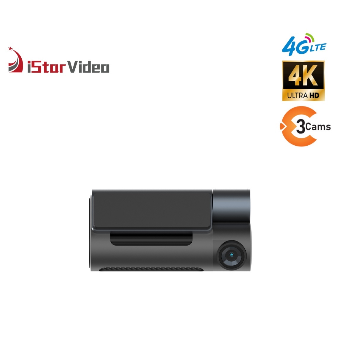 iSV-D12Plus  3''IPS Touch Screen,3 Channel Dashcam, 4G LTE+True 4K SONY IMX415 Sensor, Remote Live-View, 24/7 Parking Mode