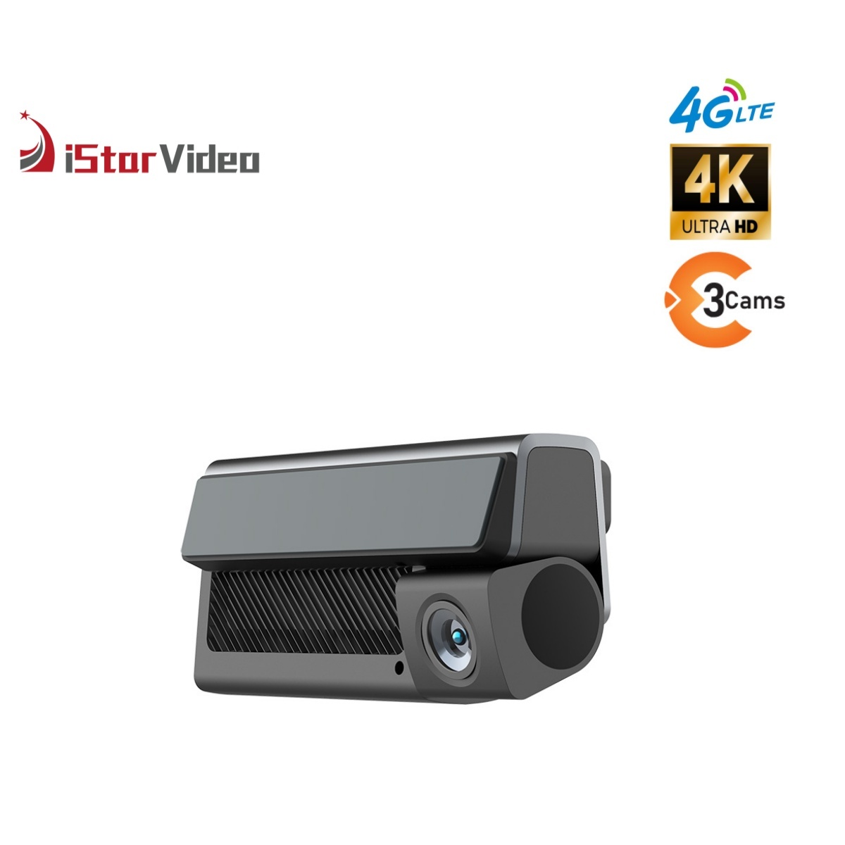 iSV-T3Plus  3''IPS Touch Screen,3 Channel Dashcam, 4G LTE+True 4K SONY IMX415 Sensor, Remote Live-View, 24/7 Parking Mode