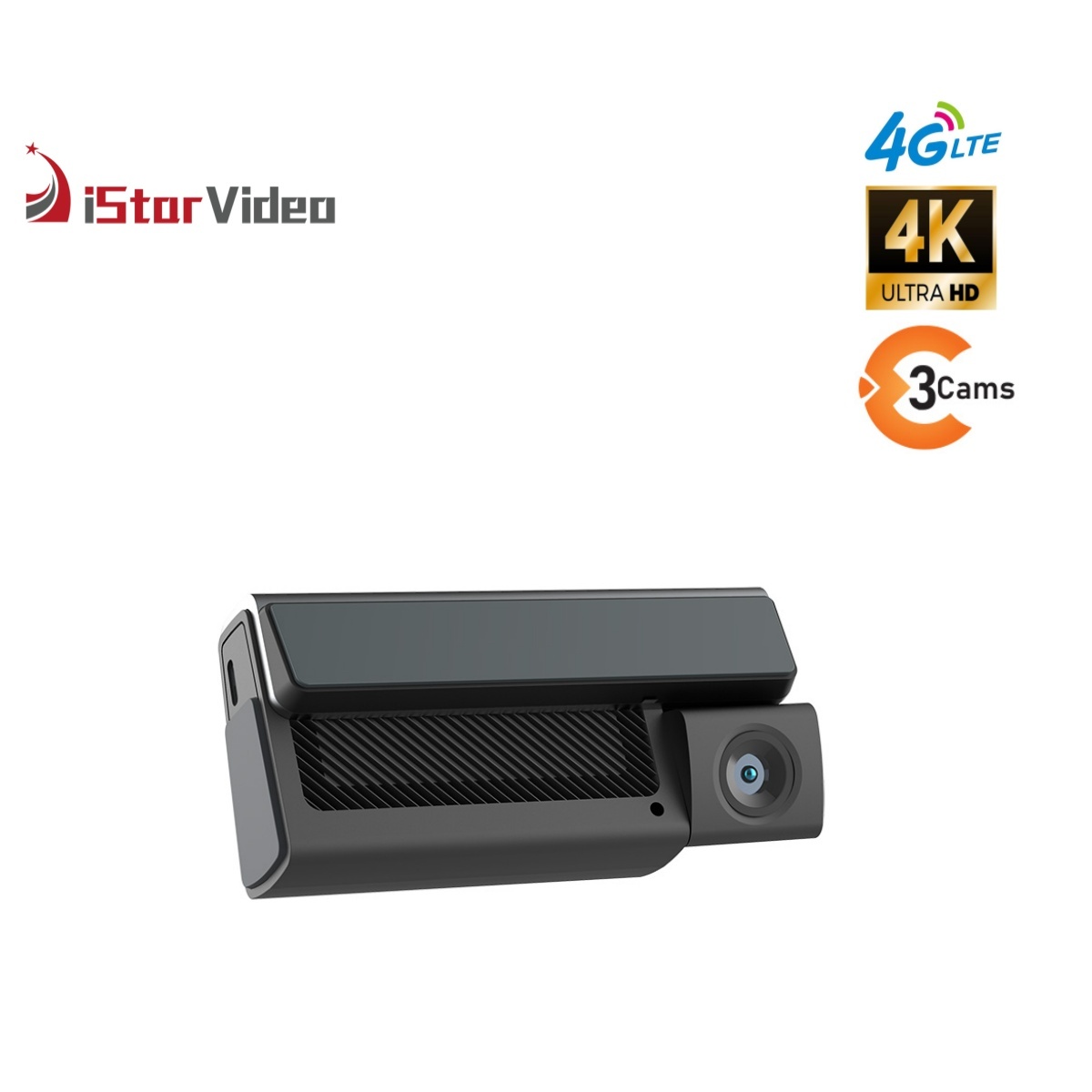 iSV-T3Plus  3''IPS Touch Screen,3 Channel Dashcam, 4G LTE+True 4K SONY IMX415 Sensor, Remote Live-View, 24/7 Parking Mode