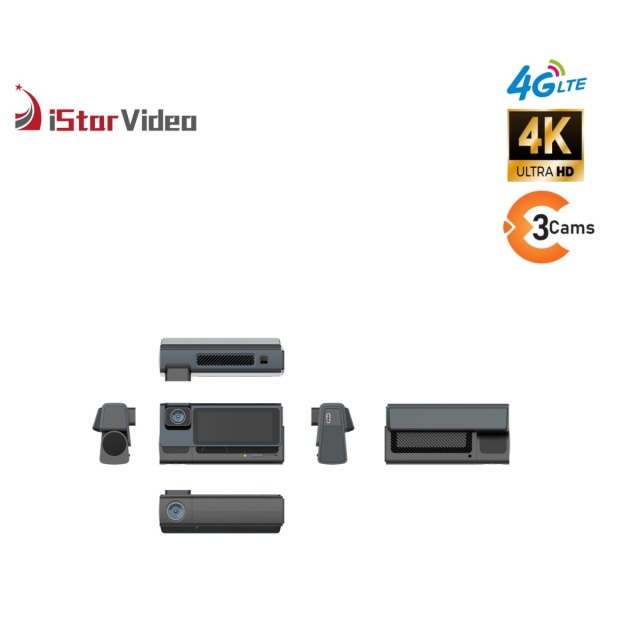 iSV-T3Plus  3''IPS Touch Screen,3 Channel Dashcam, 4G LTE+True 4K SONY IMX415 Sensor, Remote Live-View, 24/7 Parking Mode