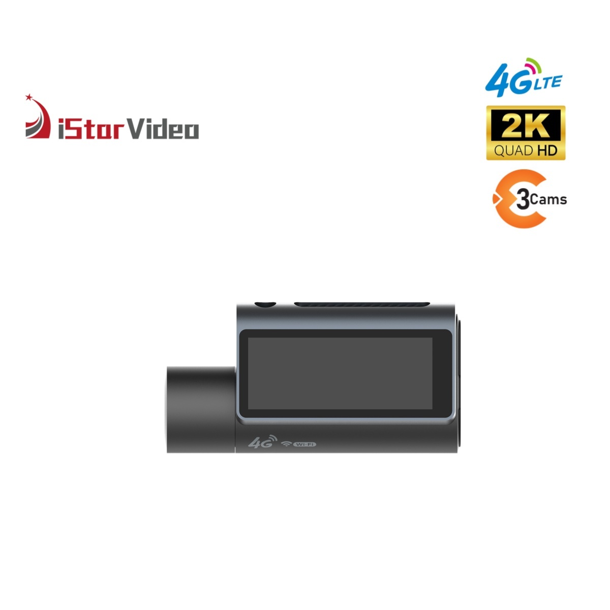 iSV-F10Plus 4G 3-Channel 2K Dash Cam with 3.18” IPS Touch Screen, Cloud GPS & Remote Live Monitoring