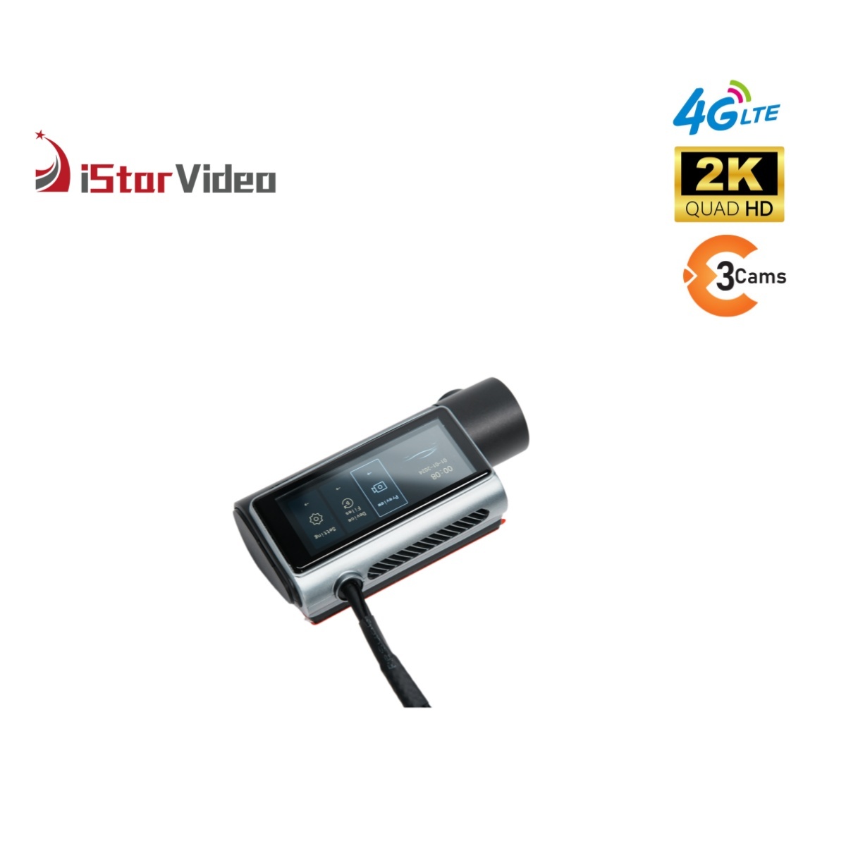 iSV-F10Plus 4G 3-Channel 2K Dash Cam with 3.18” IPS Touch Screen, Cloud GPS & Remote Live Monitoring