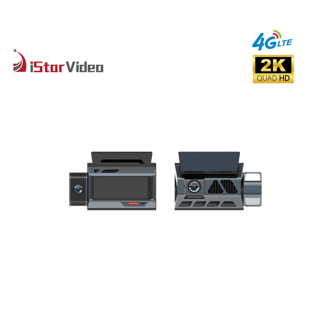 iSV-D8 4G 2K 2CH Dash Camera with Screen GPS Remote Live View Dual Channel Recording