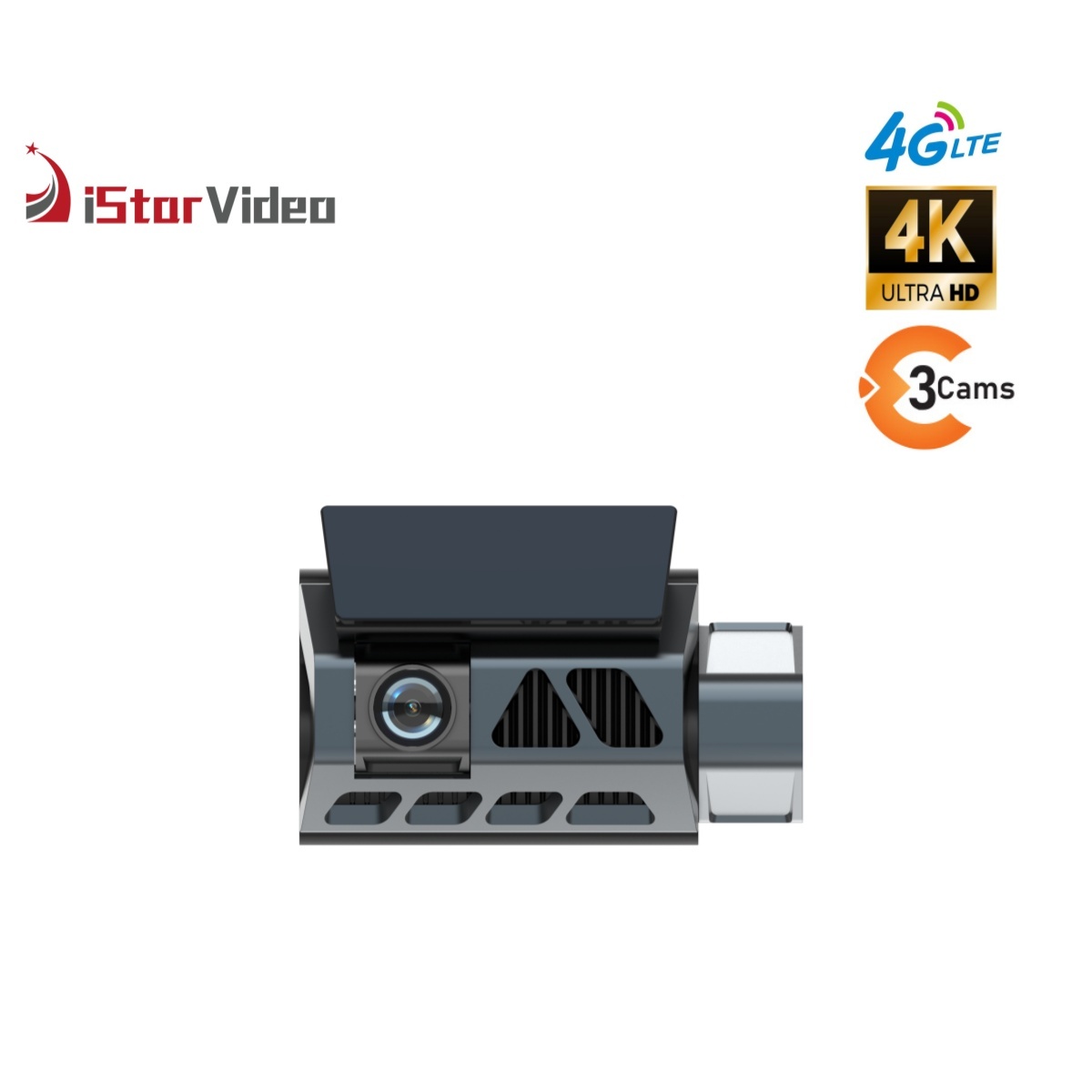 iStarVideo iSV-T8 4G Cloud Dashcam, 3-Camera 4K UHD Sony Sensor Car Recorder, IR Night Vision Two-Way Talk GPS Tracking