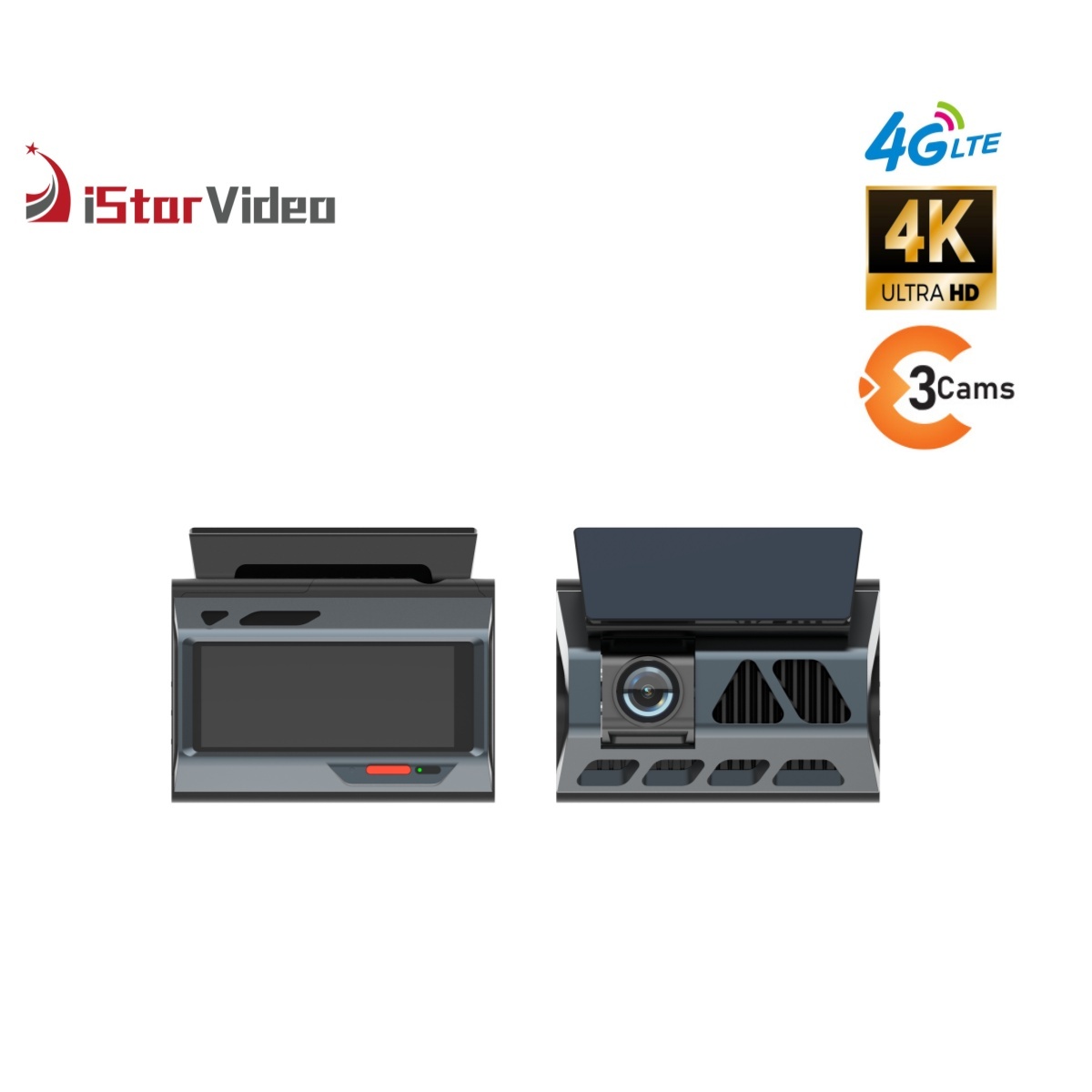 iStarVideo iSV-T8 4G Cloud Dashcam, 3-Camera 4K UHD Sony Sensor Car Recorder, IR Night Vision Two-Way Talk GPS Tracking