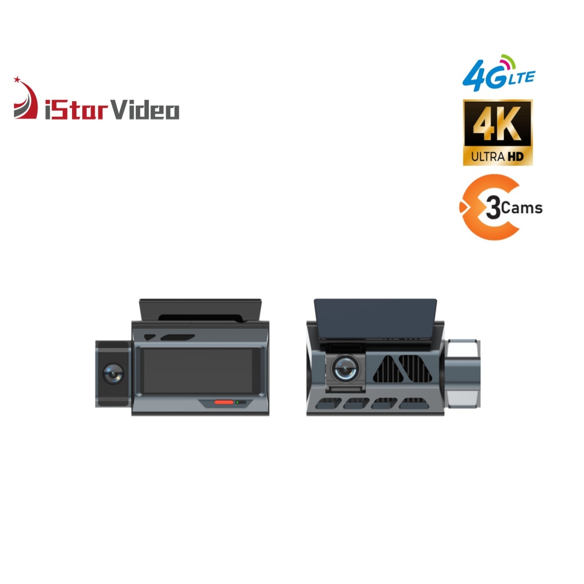 iStarVideo iSV-T8 4G Cloud Dashcam, 3-Camera 4K UHD Sony Sensor Car Recorder, IR Night Vision Two-Way Talk GPS Tracking