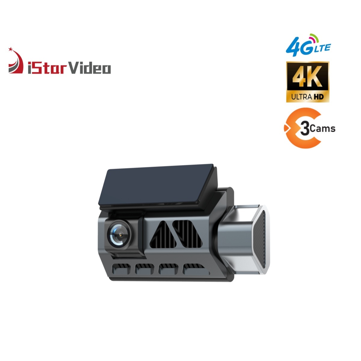 iStarVideo iSV-T8 4G Cloud Dashcam, 3-Camera 4K UHD Sony Sensor Car Recorder, IR Night Vision Two-Way Talk GPS Tracking