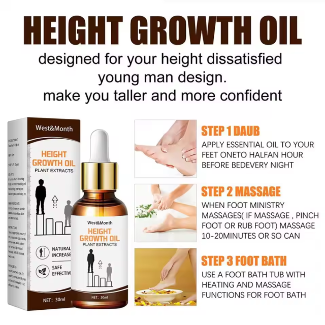 Increase Height Essential Oil Grow Taller Conditioning Body Growth Promote Bone Oils Foot Soothing Oil Herbal Massage Z7R4