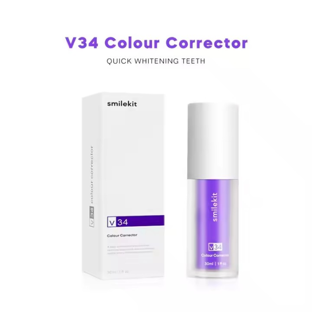 SMILEKIT V34 Purple Whitening Toothpaste Remove Smoke Stain Remove Stains Reduce Yellowing Care For Teeth Gums Fresh Breath