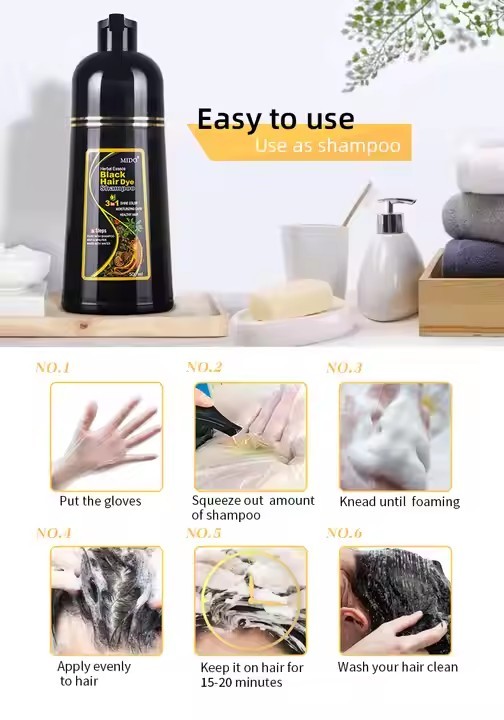 Grass Natural Mido Black Hair Dye Dark Brown Permanent Mido Black Hair Dye shampoo
