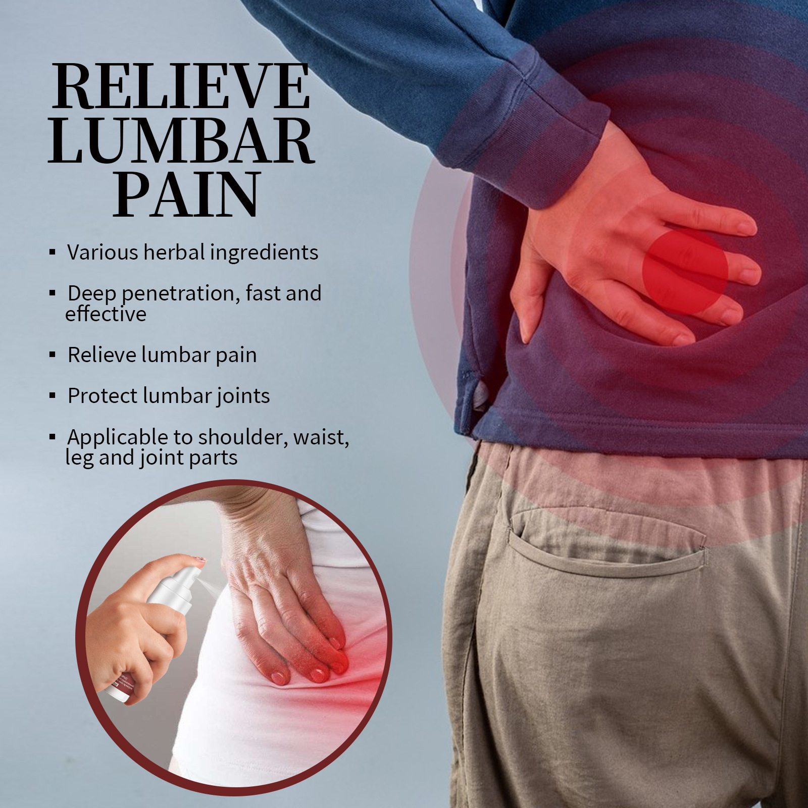 oint Care Spray Lumbar Spine Shoulders Neck Pain Therapy Spray Massage Care Relieve Knees Tendons Discomfort