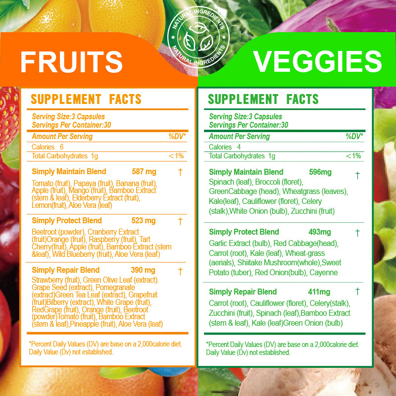 Supports Health Supplement Fruits and Vegetable Capsules