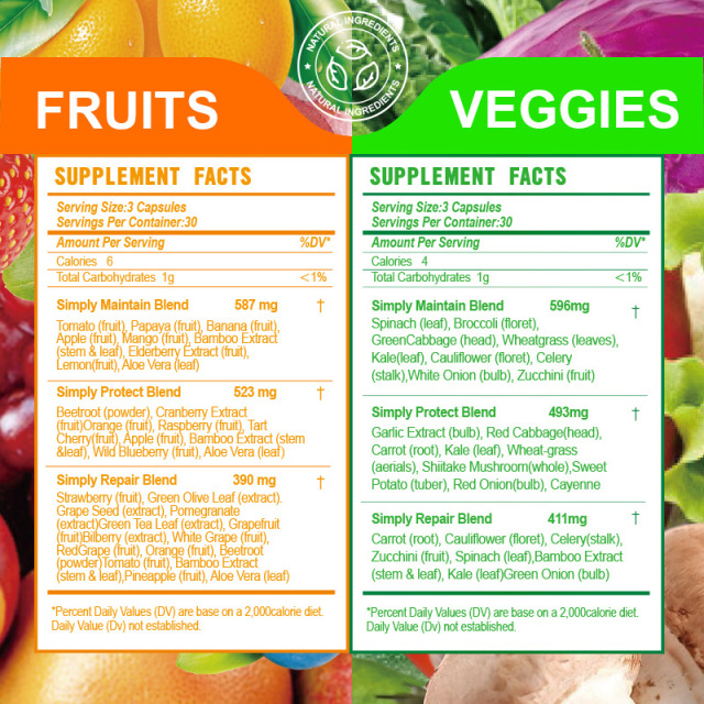 Supports Health Supplement Fruits and Vegetable Capsules