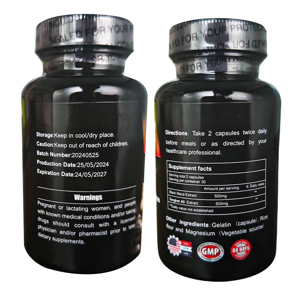 Maca Strong Men Capsule Private Label OEM Black Maca Root Supplement Natural Health Sexmax Energy Boost Maca Capsules