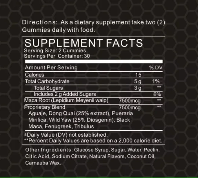OEM 3-Inch Growth Ashwagandha Male Enhancement Gummies 60 Count Enlarger Thicken Longer Bigger for Men Not for Pregnant Women